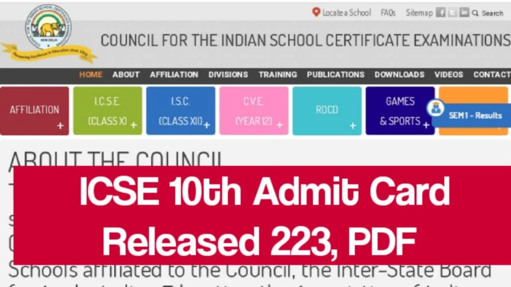 ICSE 10th Admit Card