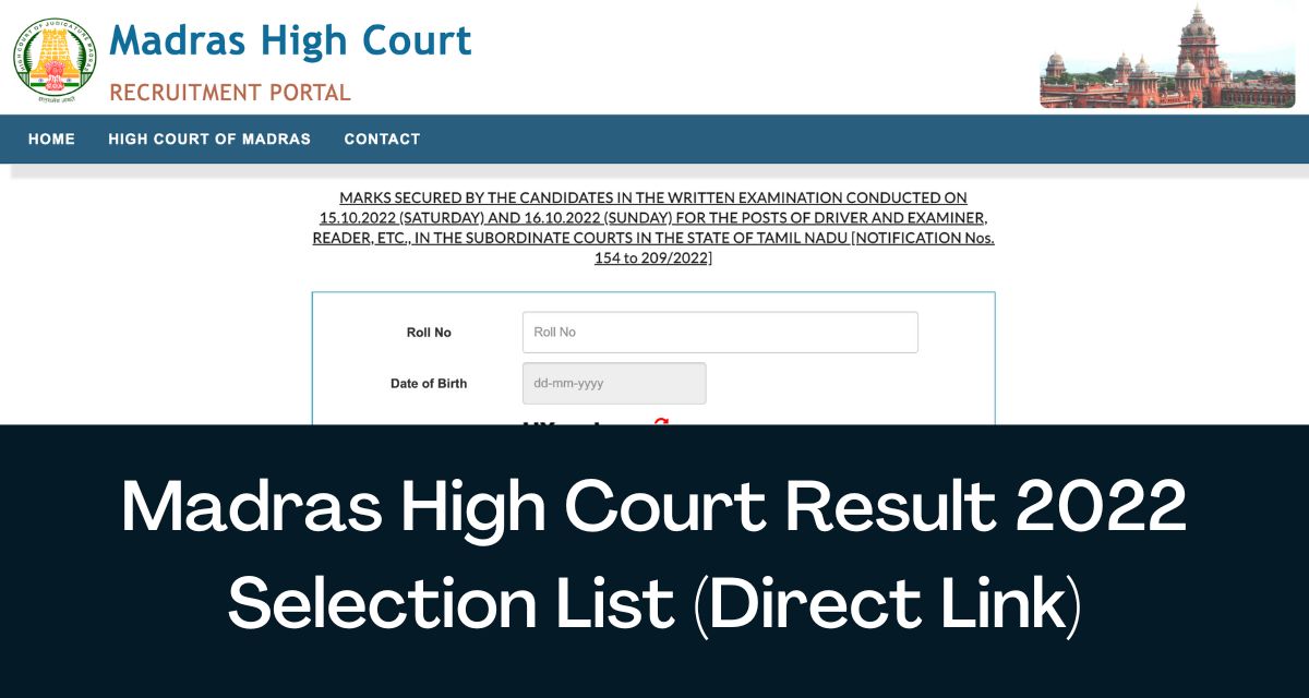 Madras Excessive Court Docket Outcome 2023 Direct Hyperlink MHC