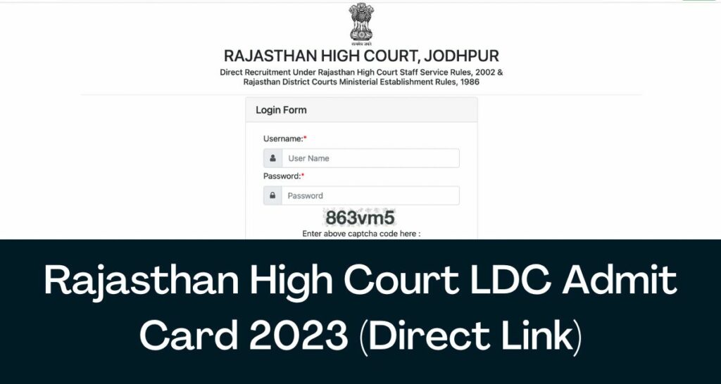 Rajasthan High Court LDC Admit Card 2023 - Direct Link Hall Ticket @ hcraj.nic.in